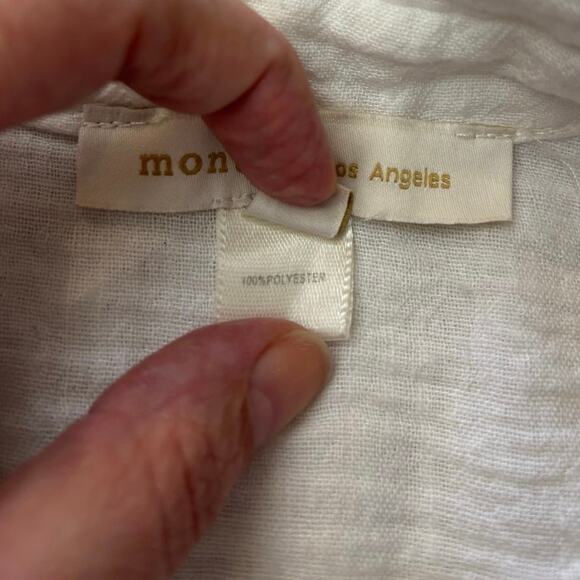 Monteau Los Angeles Sz Med Womens White Linen with Pearl Buttons Shirt - Picture 4 of 7